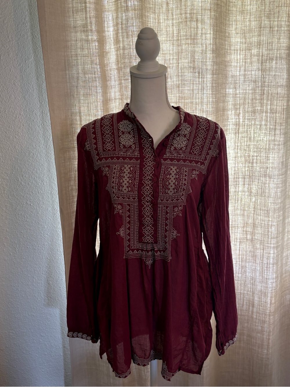 Johnny Was Biya Tunic xs Maroon